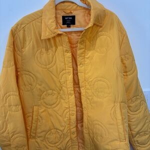 Navy Yard Yellow Quilted Smiley Face Oversized Jacket | Size Small
